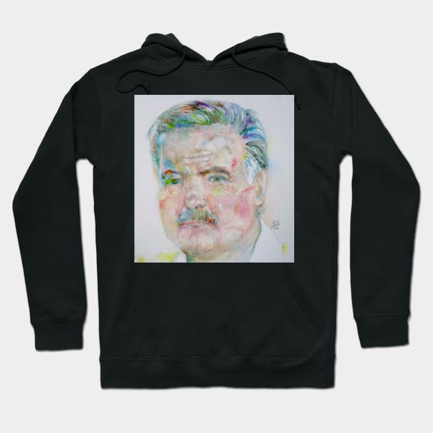 ERNEST HEMINGWAY watercolor portrait .5 Hoodie by lautir